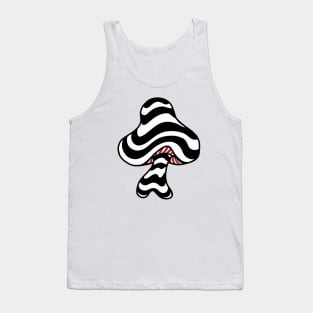 The Perfect Mushroom: Exotic Trippy Wavy Black and White Psychedelic Stripes Contour Lines with Red Underbelly Tank Top